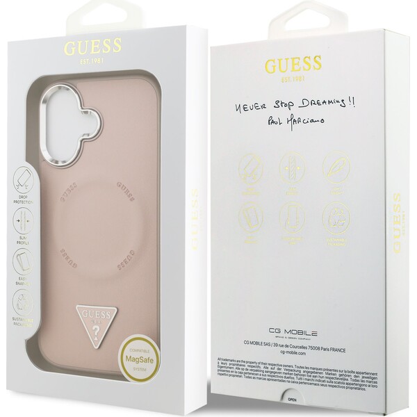 Guess-PU-Leather-Triangle-Logo-MagSafe-kryt-iPhone-17-ruzovy