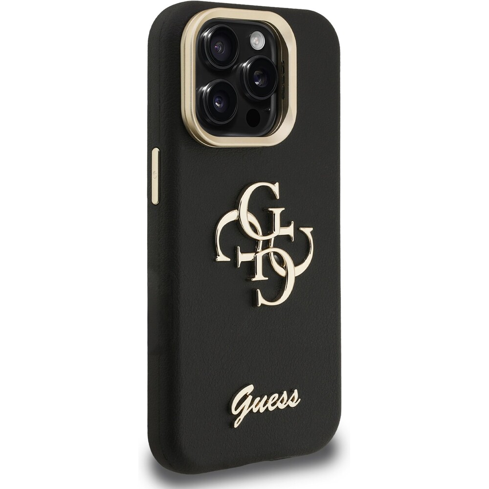 Guess-PU-Grained-4G-Logo-Stand-Camera-Frame-kryt-iPhone-15-Pro-cerny