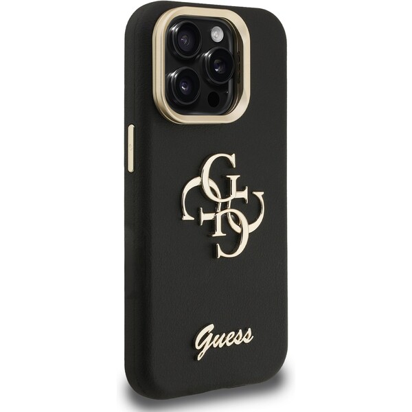 Guess-PU-Grained-4G-Logo-Stand-Camera-Frame-kryt-iPhone-15-Pro-cerny