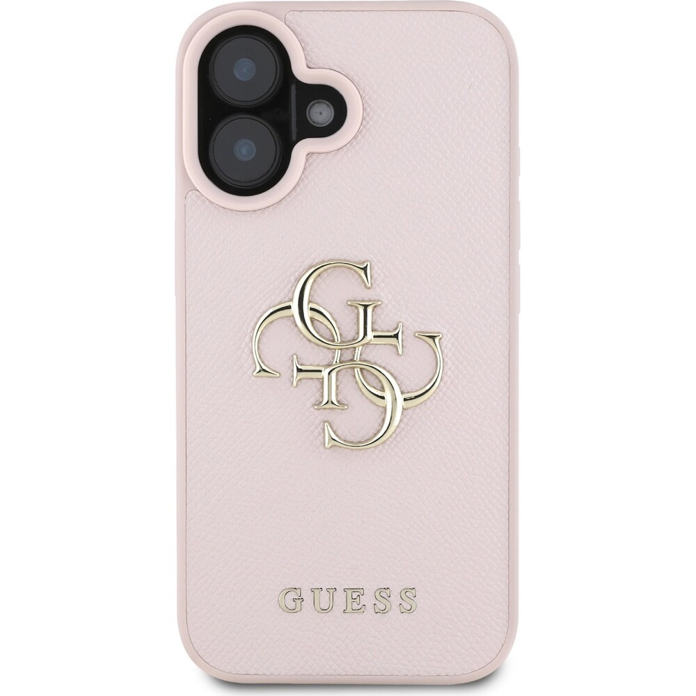 Guess-PU-Grained-4G-Metal-Logo-kryt-iPhone-16-ruzovy