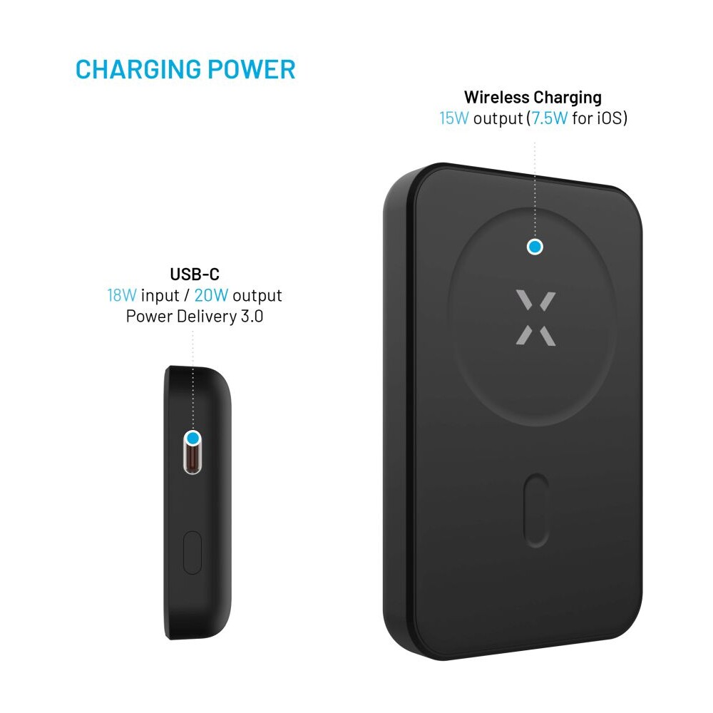 FIXED-MagZen-powerbanka-s-bezdratovym-nabijenim-a-Magsafe-6000-mAh-cerna