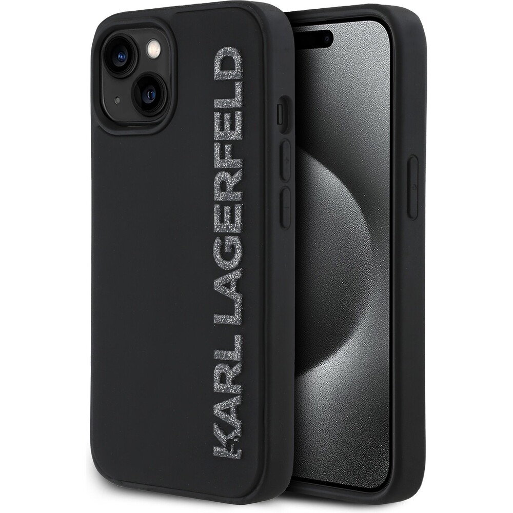 Karl-Lagerfeld-3D-Rubber-Glitter-Logo-kryt-iPhone-14-cerny