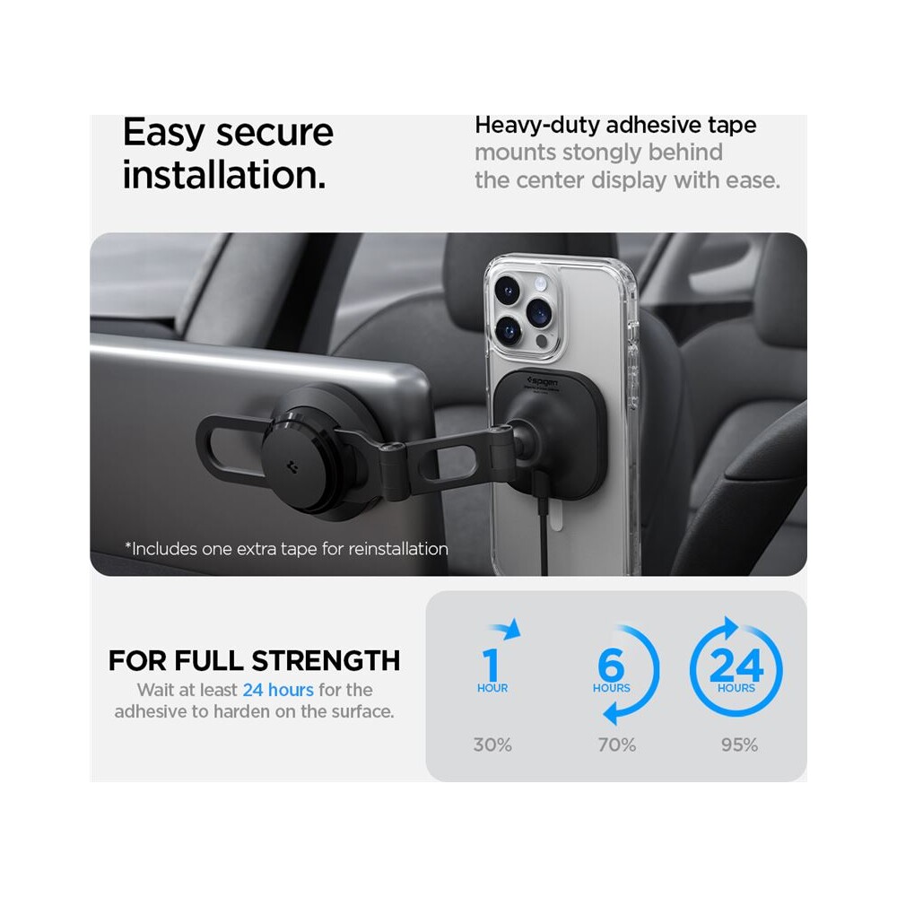 Spigen-OneTap-Pro-3-Wireless-Car-Charger-MagSafe-drzak-s-nabijenim-na-displej-Tesla