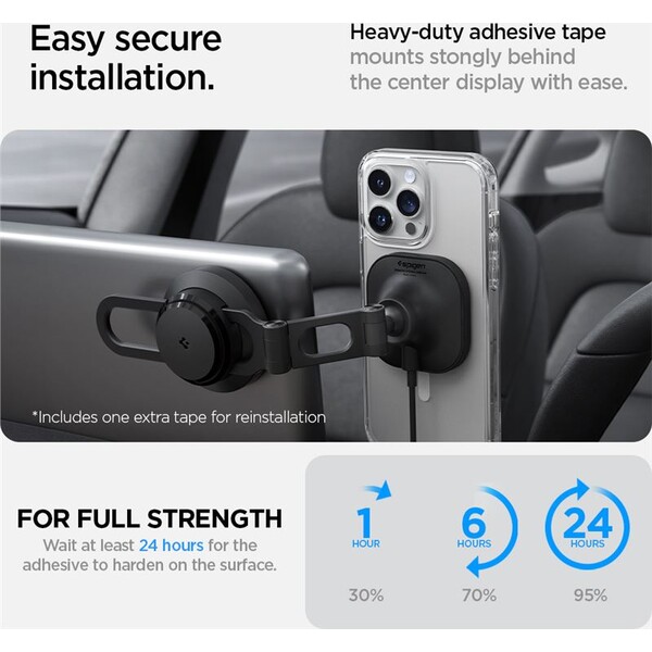 Spigen-OneTap-Pro-3-Wireless-Car-Charger-MagSafe-drzak-s-nabijenim-na-displej-Tesla