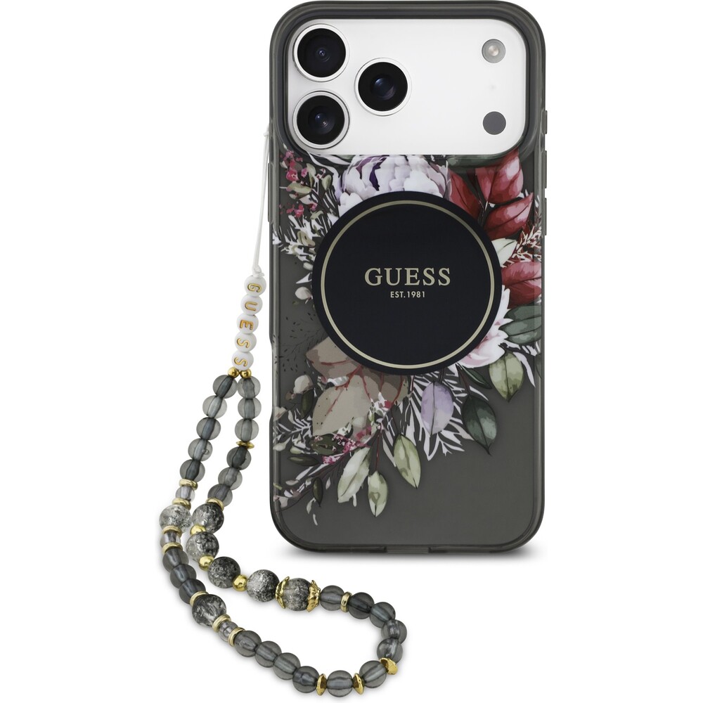 Guess-IML-Flowers-Strap-MagSafe-kryt-iPhone-17-Pro-Max-cerny