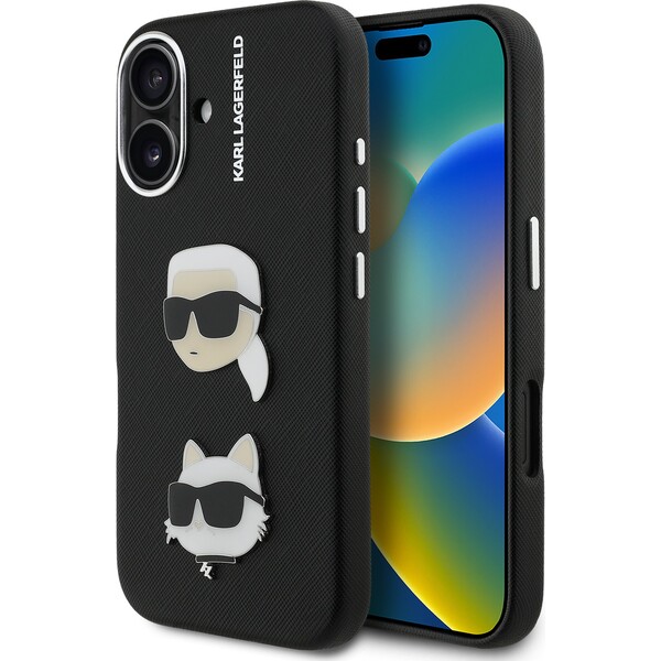 Karl-Lagerfeld-Grained-PU-K-CH-Heads-kryt-iPhone-16-cerny