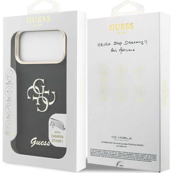 Guess-PU-Grained-4G-Logo-Stand-Camera-Frame-kryt-iPhone-17-Pro-Max-cerny