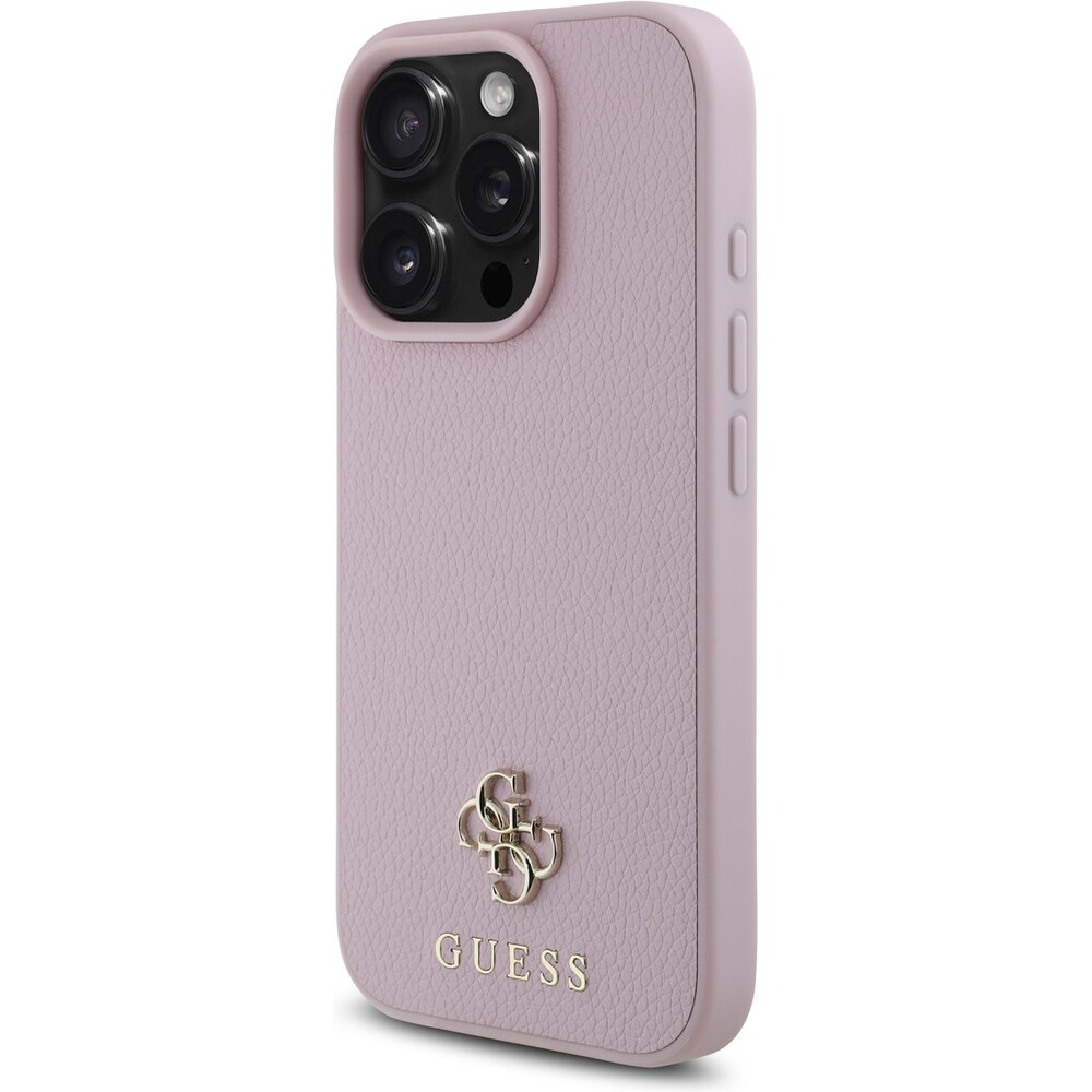 Guess-PU-Grained-4G-Small-Metal-Logo-MagSafe-kryt-iPhone-16-Pro-Max-ruzovy