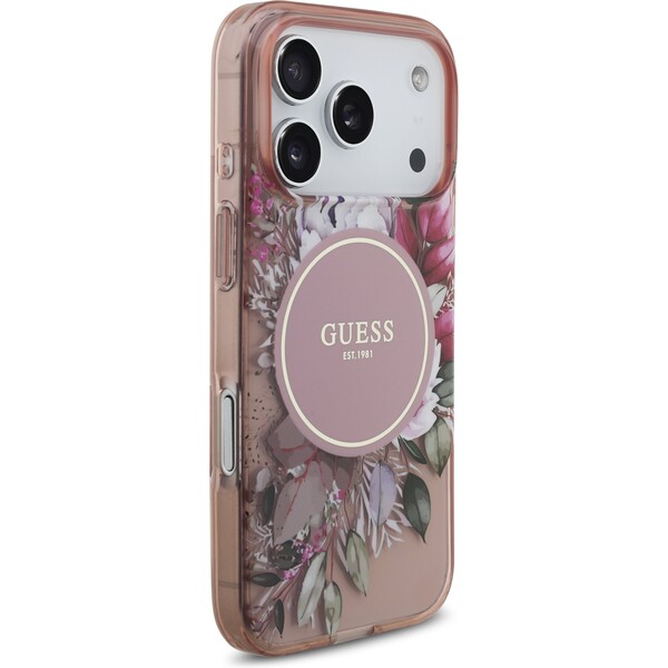 Guess-IML-Flowers-Strap-MagSafe-kryt-iPhone-17-Pro-ruzovy