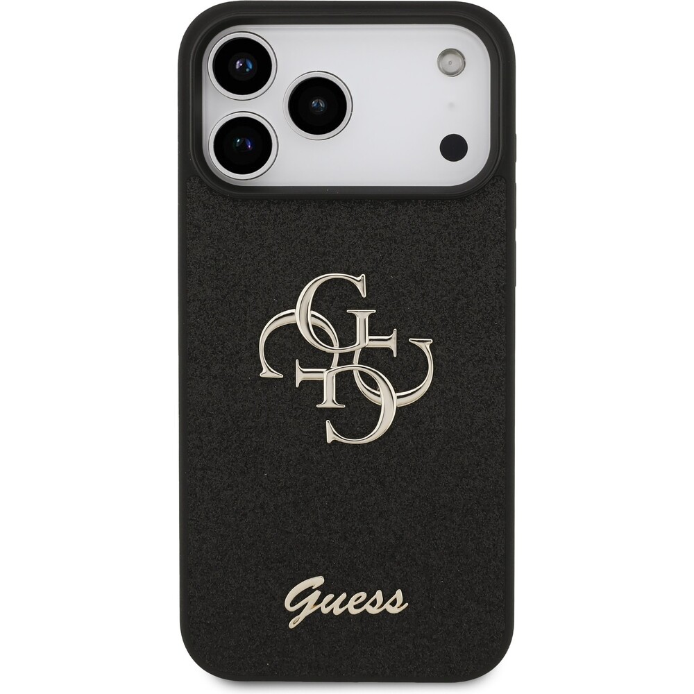 Guess-PU-Fixed-Glitter-4G-Metal-Logo-kryt-iPhone-17-Pro-Max-cerny