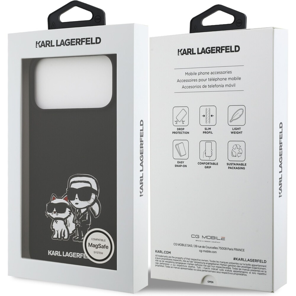 Karl-Lagerfeld-Liquid-Silicone-K-CH-Sketch-MagSafe-kryt-iPhone-17-Pro-Max-cerny