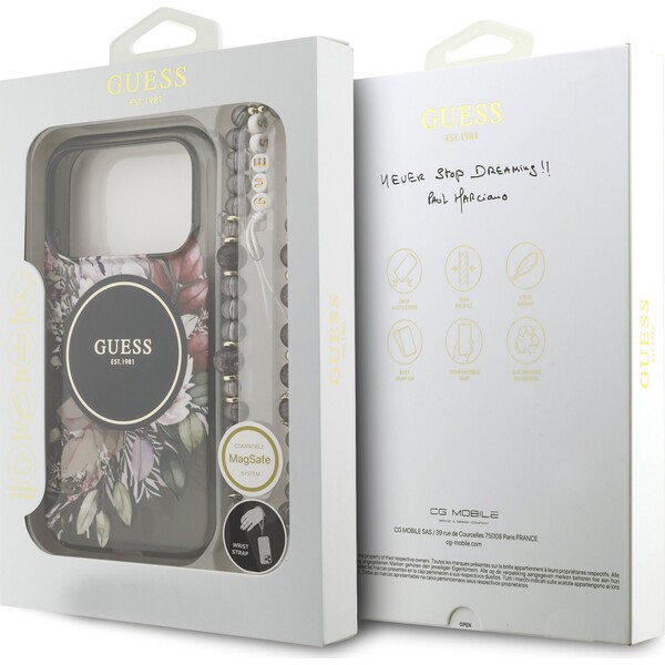 Guess-IML-Flowers-Strap-MagSafe-kryt-iPhone-17-Pro-cerny