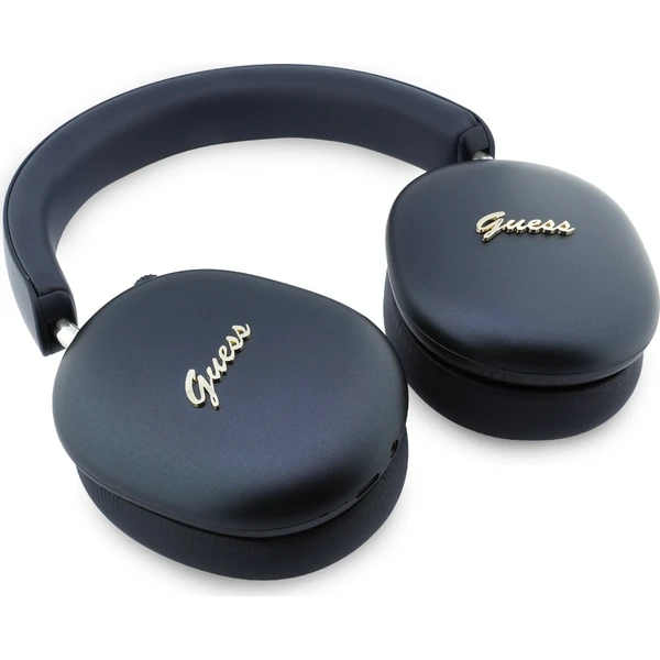 Guess-Metallic-Finish-Gold-Script-Logo-ENC-bezdratova-sluchatka-tmave-modra
