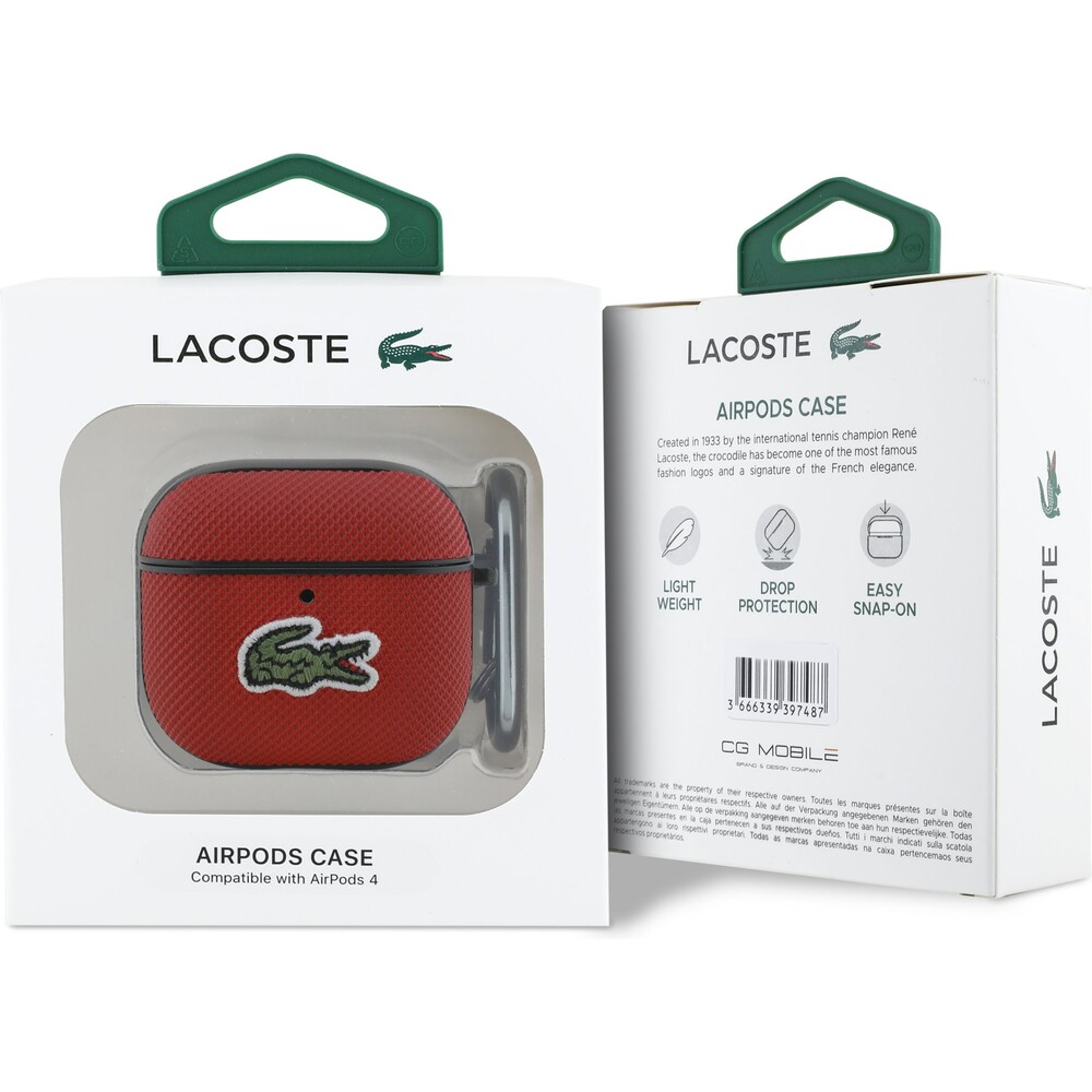 Lacoste-Petit-Pique-Croc-Logo-Patch-pouzdro-AirPods-4-cervene