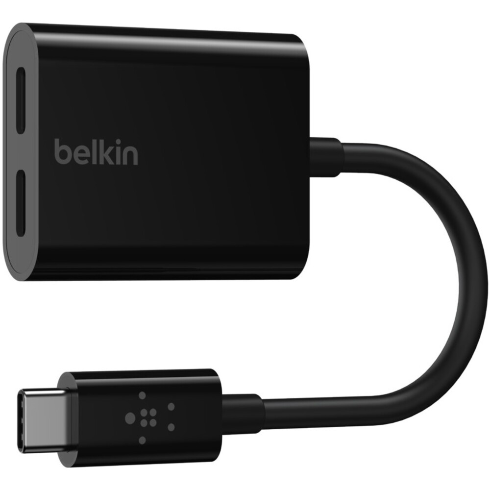 Belkin-CONNECT-USB-C-audio-napajeci-adapter-cerny