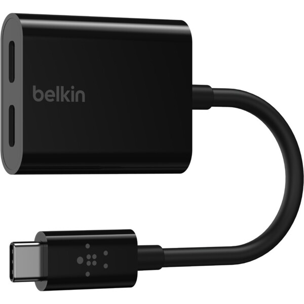 Belkin-CONNECT-USB-C-audio-napajeci-adapter-cerny