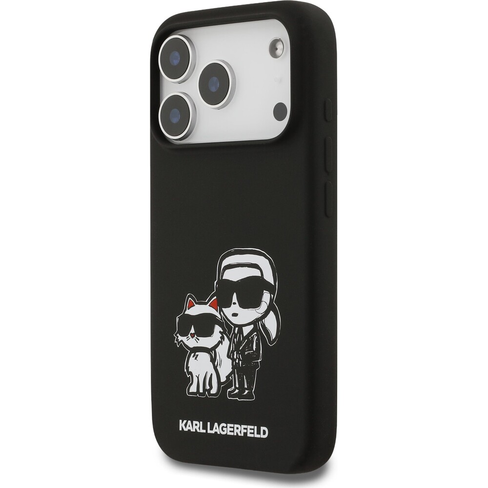 Karl-Lagerfeld-Liquid-Silicone-K-CH-Sketch-MagSafe-kryt-iPhone-17-Pro-cerny