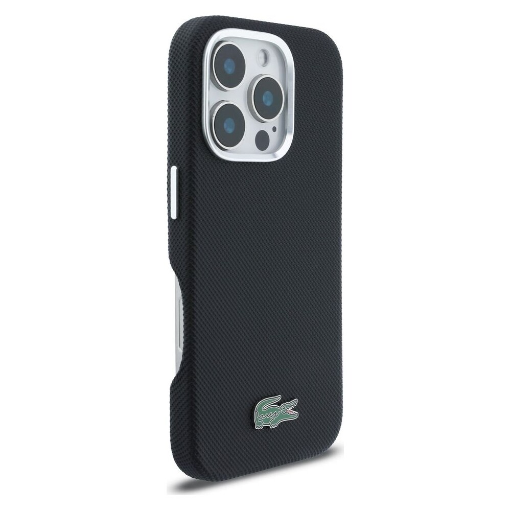 Lacoste-PVC-Iconic-Petit-Pique-Metal-Logo-MagSafe-kryt-iPhone-16-Pro-Max-cerny
