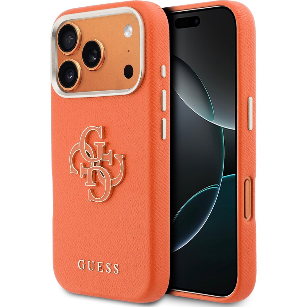 Guess-PU-Resin-Logo-kryt-iPhone-17-Pro-oranzovy
