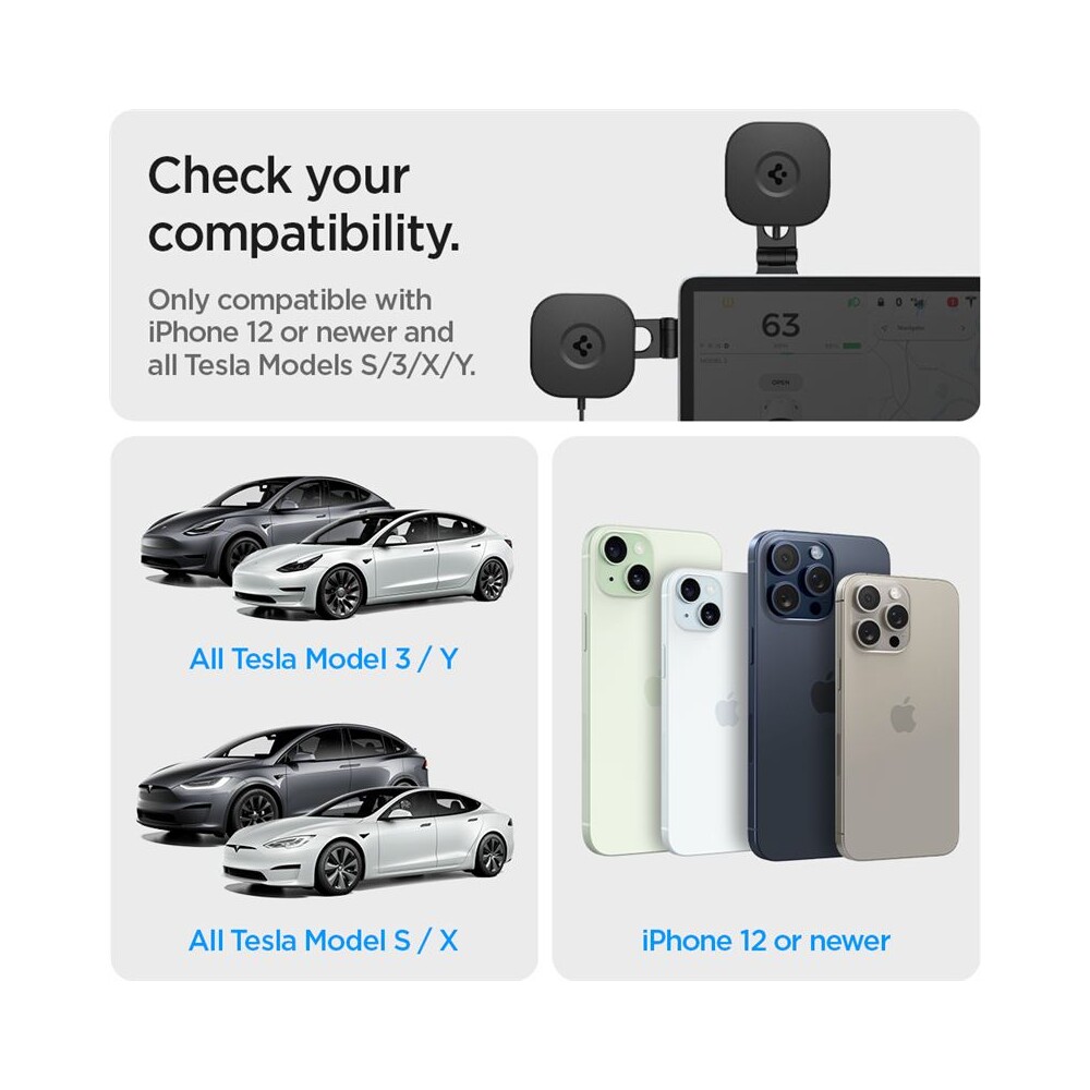 Spigen-OneTap-Pro-3-Wireless-Car-Charger-MagSafe-drzak-s-nabijenim-na-displej-Tesla