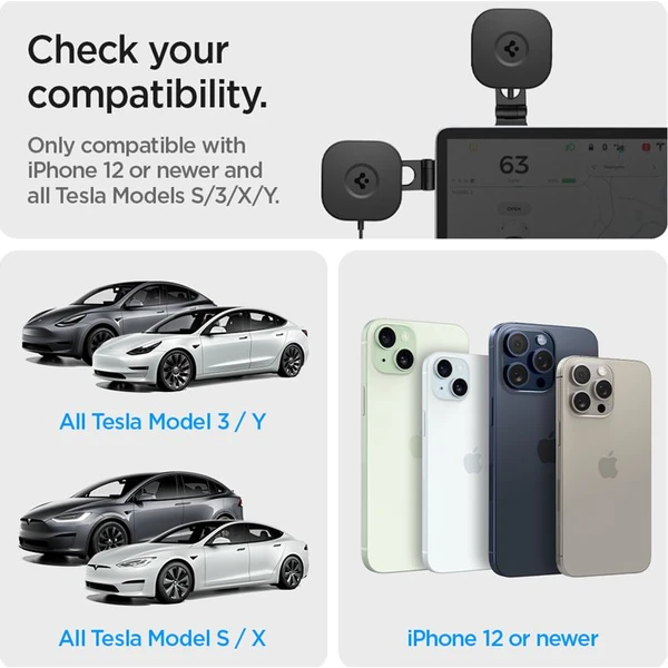Spigen-OneTap-Pro-3-Wireless-Car-Charger-MagSafe-drzak-s-nabijenim-na-displej-Tesla
