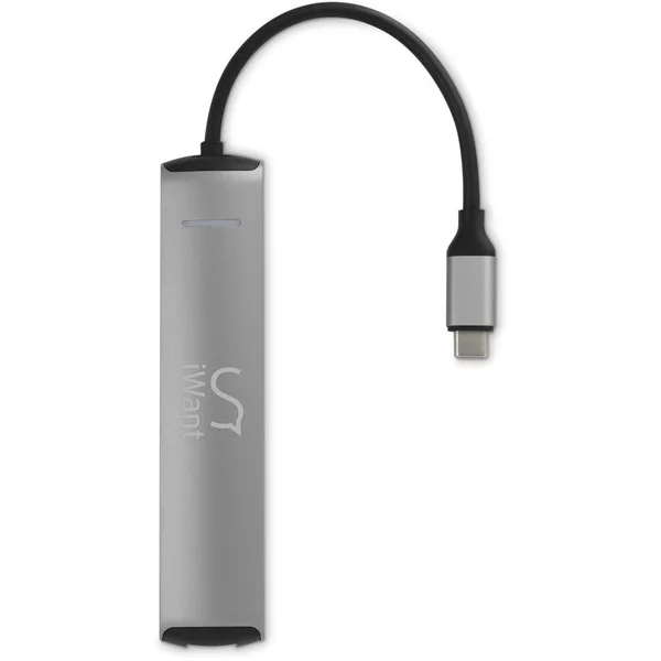 iWant SLIM USB-C HUB s 3x USB 3.1/HDMI/Ethernet/USB-C stříbrný - USB huby - Obrázek 1AS0000301