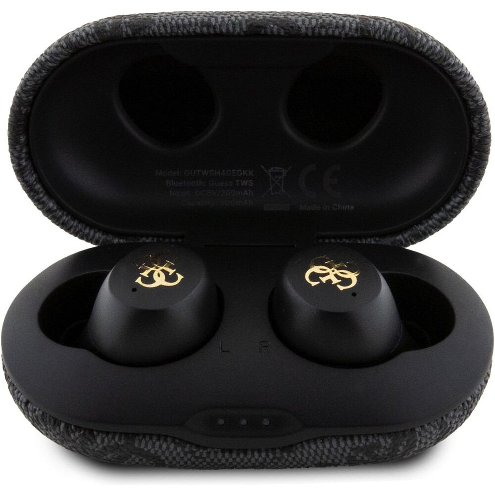 Guess-True-Wireless-4G-PU-Metal-Logo-BT5-3-Stereo-Earphones-cerne