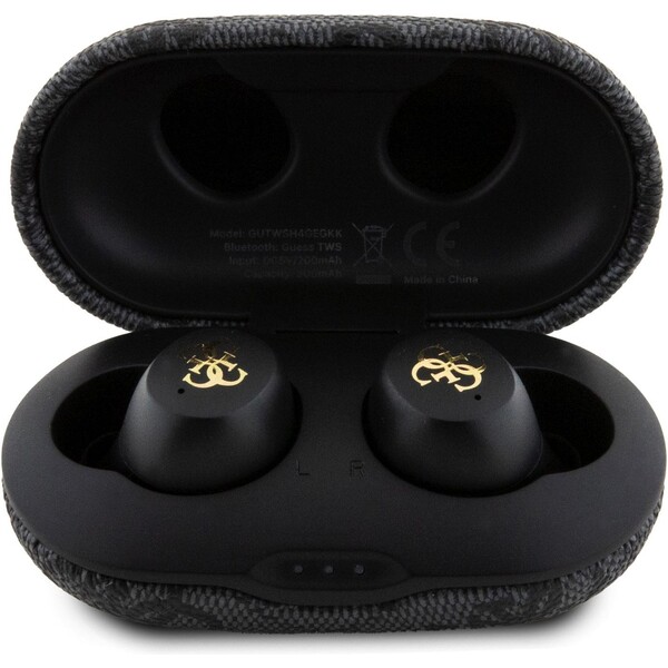 Guess-True-Wireless-4G-PU-Metal-Logo-BT5-3-Stereo-Earphones-cerne