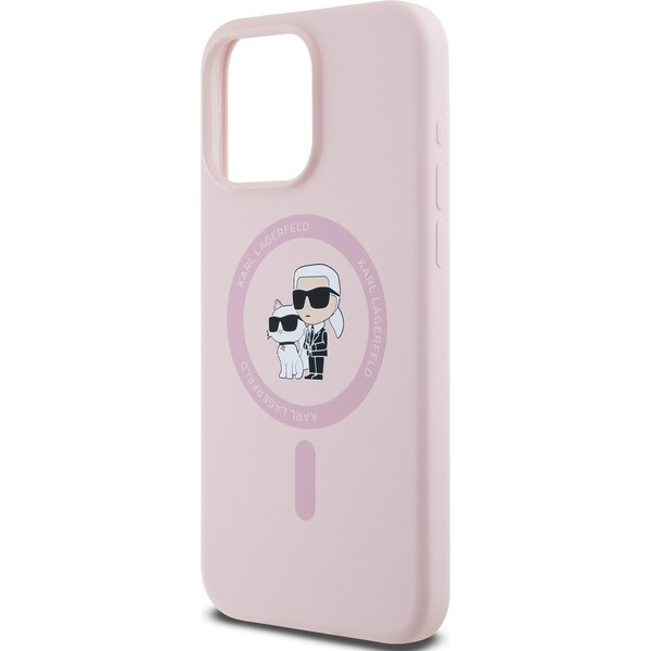 Karl-Lagerfeld-Liquid-Silicone-Karl-and-Choupette-Magsafe-zadni-kryt-iPhone-15-Pro-ruzovy