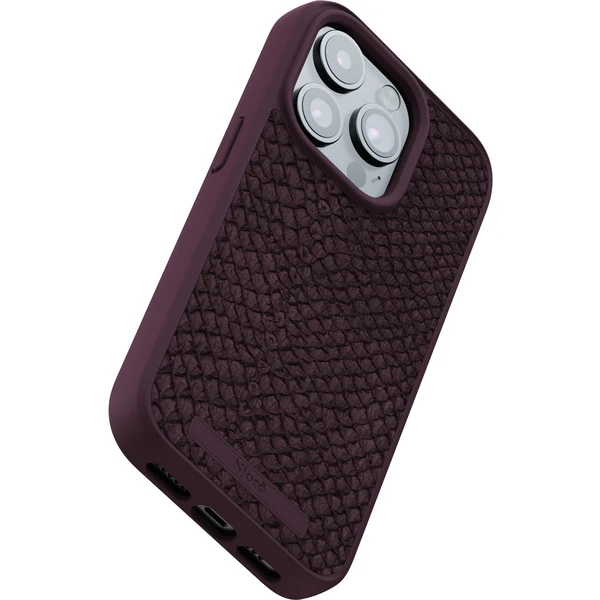 NJORD Salmon Leather Magsafe kryt iPhone 15 Pro vínový - Pouzdra - Obrázek 1L19000601
