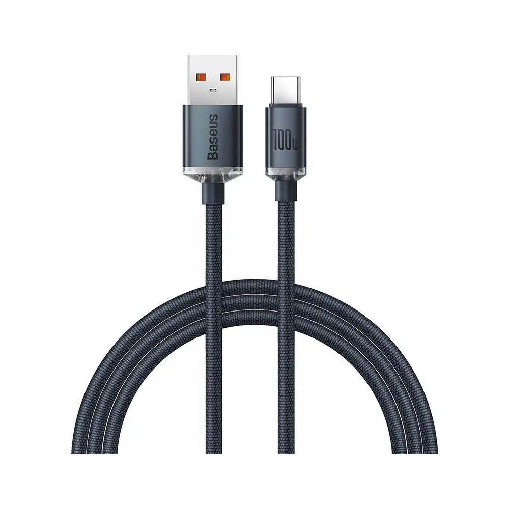 Baseus-Crystal-Shine-USB-A-USB-C-napajeci-kabel-100W-1-2m-cerny