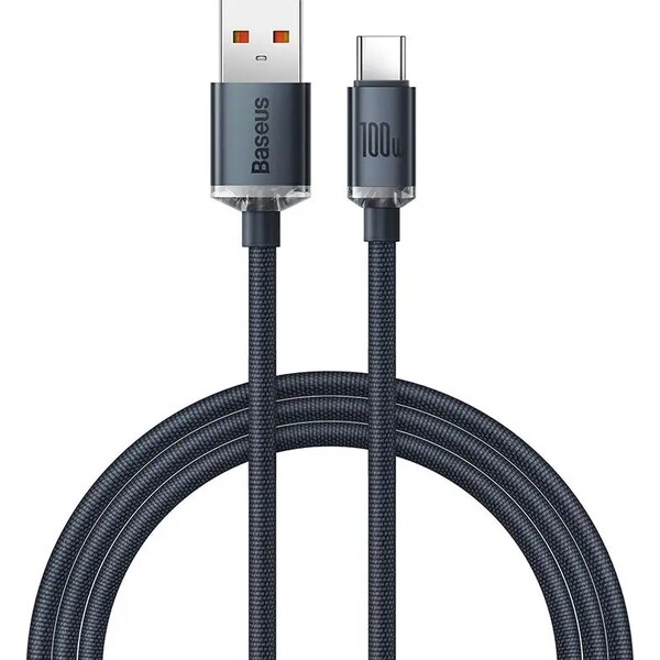 Baseus-Crystal-Shine-USB-A-USB-C-napajeci-kabel-100W-1-2m-cerny