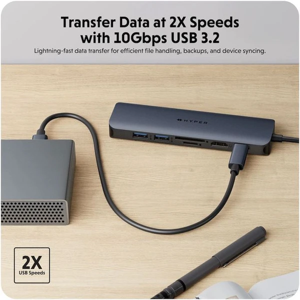 Hyper® EcoSmart™ Gen.2 USB-C 7v1 Hub 100W PD dokovací stanice - USB huby - Obrázek 1R60000L01