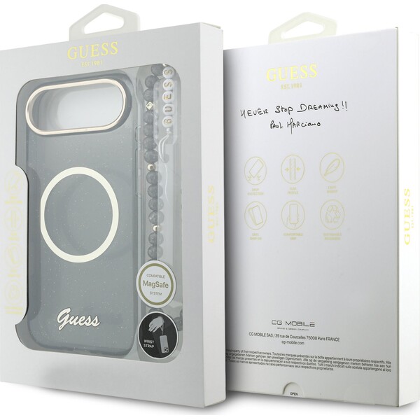 Guess-IML-Glitter-Script-Strap-MagSafe-kryt-iPhone-Air-cerny