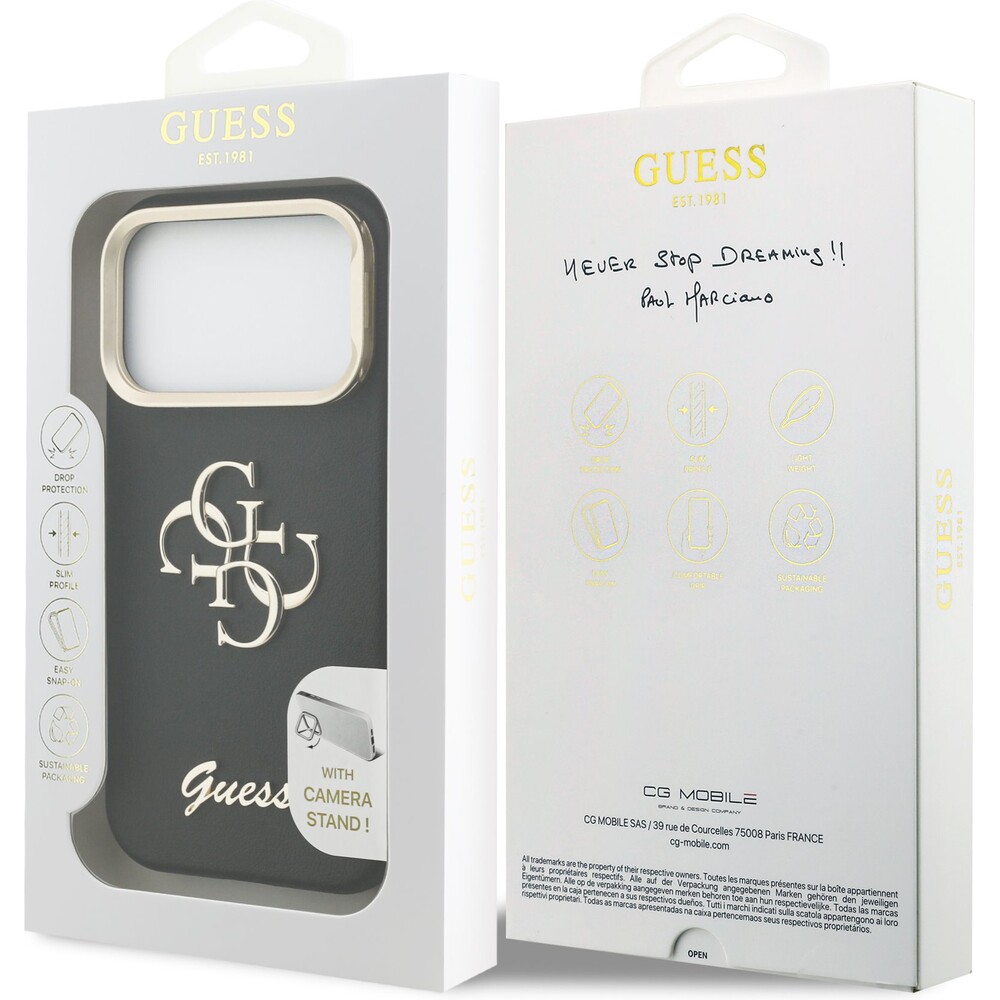 Guess-PU-Grained-4G-Logo-Stand-Camera-Frame-kryt-iPhone-17-Pro-cerny