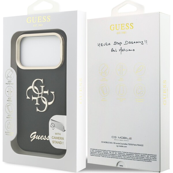 Guess-PU-Grained-4G-Logo-Stand-Camera-Frame-kryt-iPhone-17-Pro-cerny