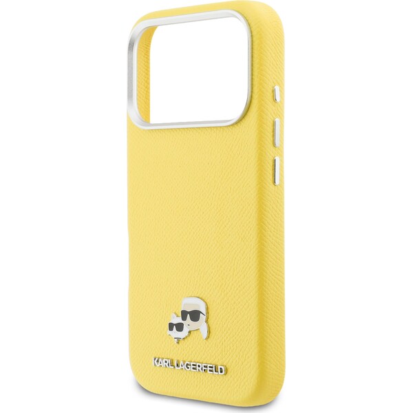 Karl-Lagerfeld-PU-Karl-and-Choupette-Heads-Pins-MagSafe-kryt-iPhone-17-Pro-zluty