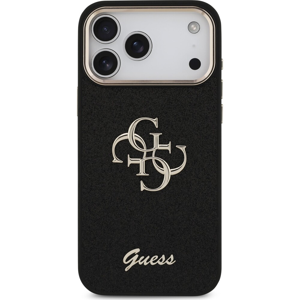 Guess-PU-Fixed-Glitter-4G-Metal-Frame-kryt-iPhone-17-Pro-Max-cerny