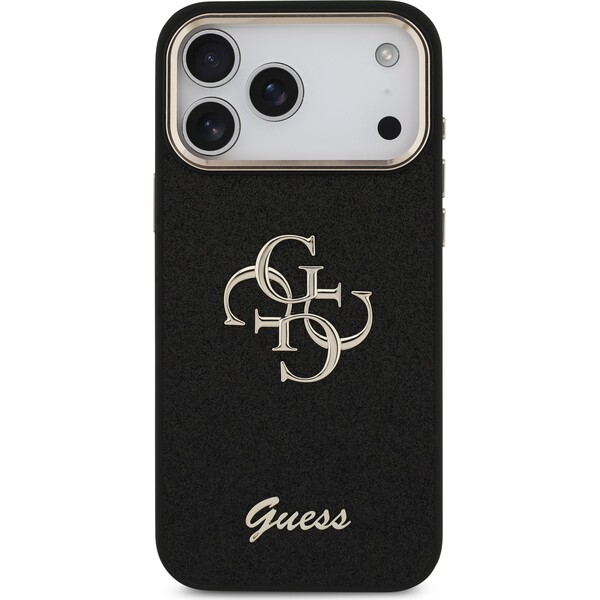 Guess-PU-Fixed-Glitter-4G-Metal-Frame-kryt-iPhone-17-Pro-Max-cerny