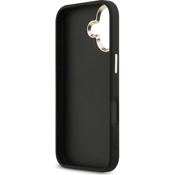 Guess-PU-Leather-4G-Metal-Logo-Gold-Frame-MagSafe-kryt-iPhone-17-cerny