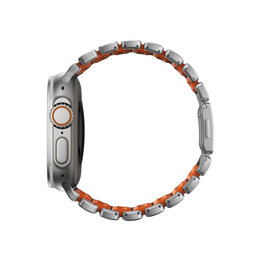 Nomad-Stratos-Band-FKM-reminek-Apple-Watch-45-46-49mm-Natural-Titanium-Ultra-Orange
