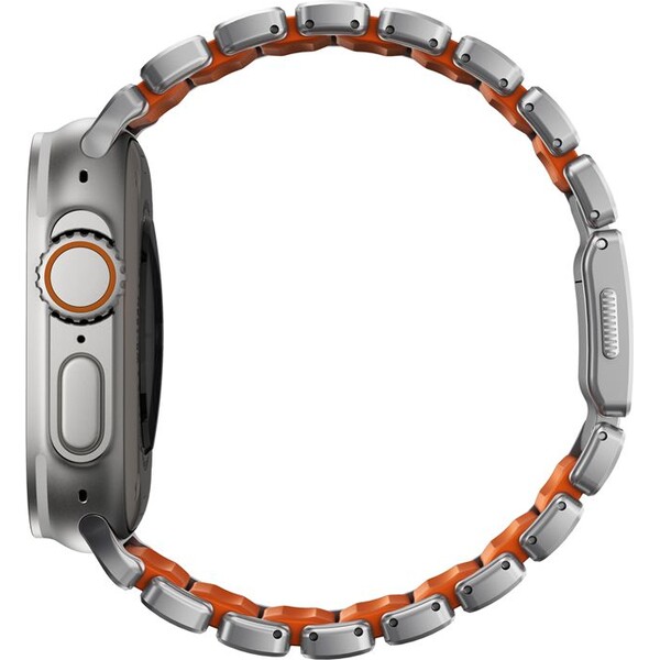 Nomad-Stratos-Band-FKM-reminek-Apple-Watch-45-46-49mm-Natural-Titanium-Ultra-Orange