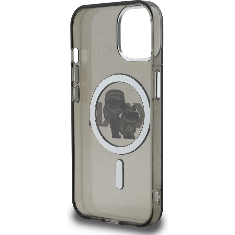 Karl-Lagerfeld-IML-Glitter-Karl-and-Choupette-Sketch-MagSafe-kryt-iPhone-15-cerny