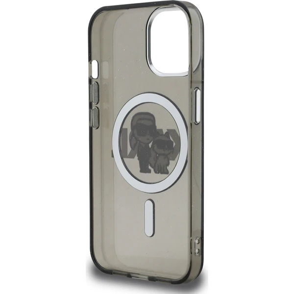 Karl-Lagerfeld-IML-Glitter-Karl-and-Choupette-Sketch-MagSafe-kryt-iPhone-15-cerny