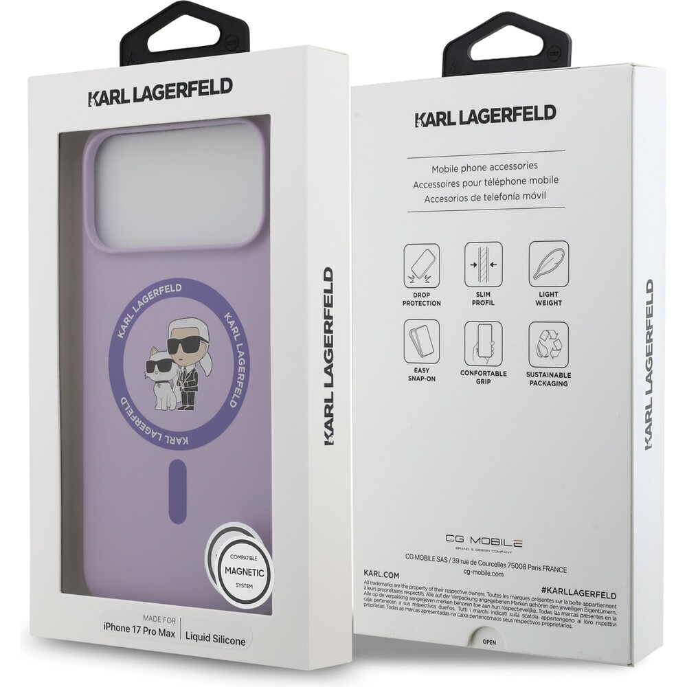 Karl-Lagerfeld-Liquid-Silicone-Karl-and-Choupette-MagSafe-kryt-iPhone-17-Pro-Max-fialovy