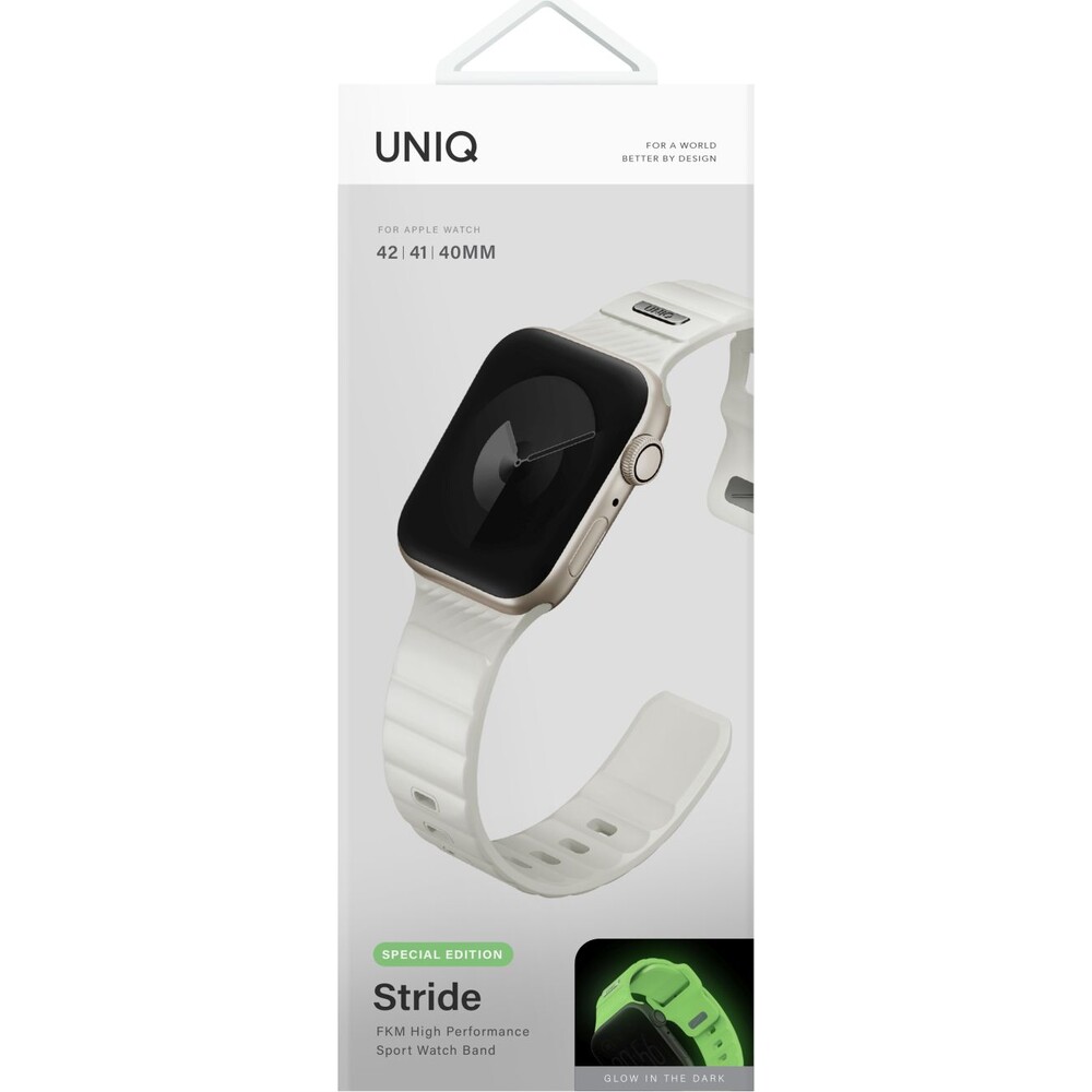 UNIQ-Stride-FKM-Rubber-vodeodolny-reminek-Apple-Watch-41-40-38mm-bily-svitici