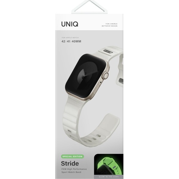 UNIQ-Stride-FKM-Rubber-vodeodolny-reminek-Apple-Watch-41-40-38mm-bily-svitici