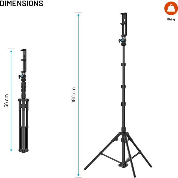 FIXED-Creator-Tripod-extra-dlouhy-stativ-1-9-m-1-4-zavit-cerny