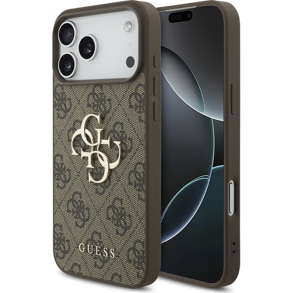 Guess-PU-4G-Metal-Logo-kryt-iPhone-17-Pro-Max-hnedy