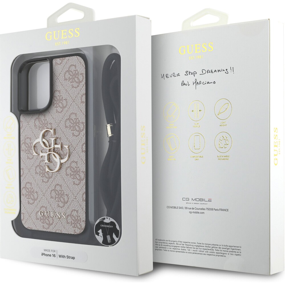 Guess-PU-4G-Metal-Logo-Crossbody-popruh-kryt-iPhone-16-ruzovy